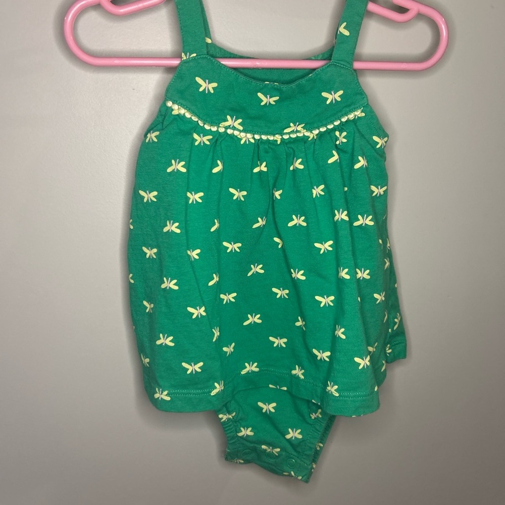 5 For $30 Carter's Green Romper with Yellow Dragonflies